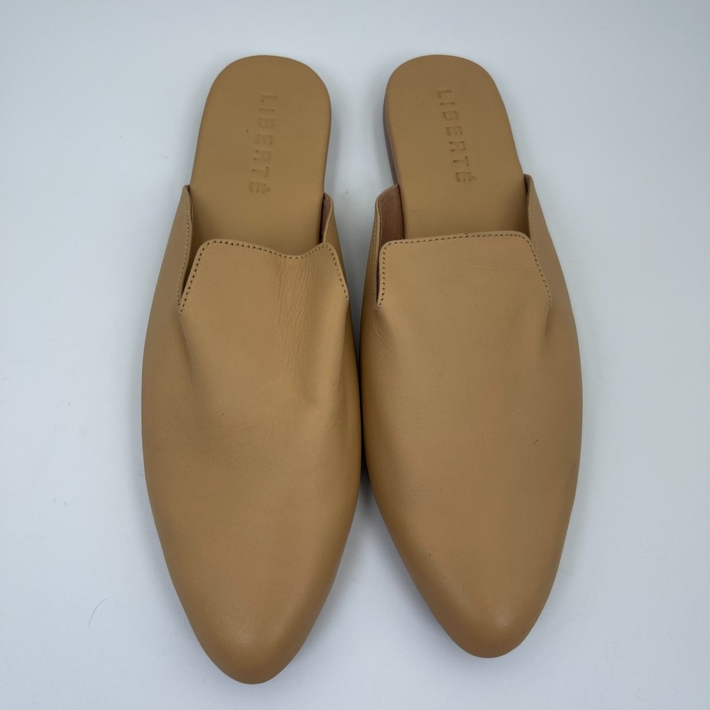 Liberté The Modern Mule Womens US 11 Cream Leather Almond Toe Slip On Flat Shoes